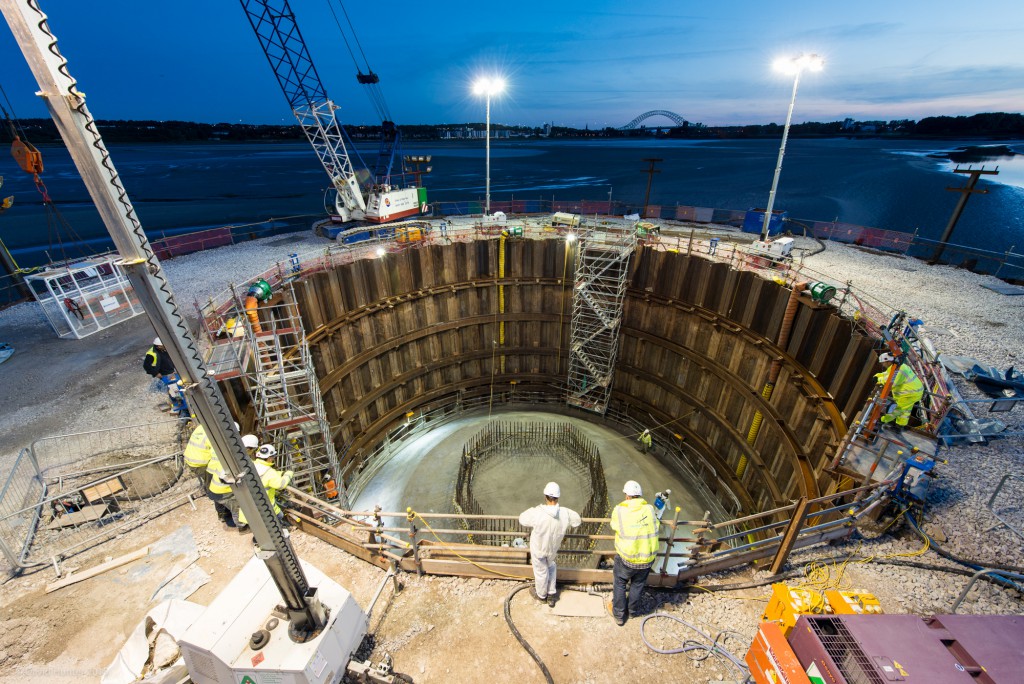 The north cofferdam with its new look completed pylon base