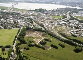 View over Ditton junction and Widnes Loops towards the new bridge – June 2016