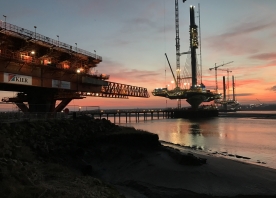 Mersey Gateway bridge at sunrise – December 2016
